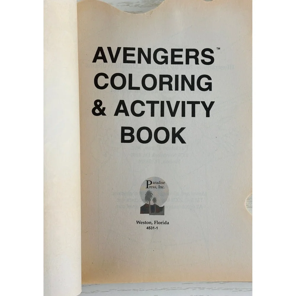 Marvel Avengers Coloring‎ Activity Book 2002 Paradise Press Kids Uncolored